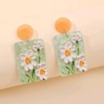 Floral Print Drop Earrings Daisy