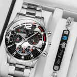 Men's Silver watch with Her King Bracelet