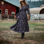 Floral Print Navy Ruffle Hem Dress - Image 2