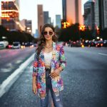 Vibrant Floral Ruched Sleeve Blazer - Image 2
