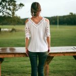 White Cold Shoulder Lace Blouse - Image 2