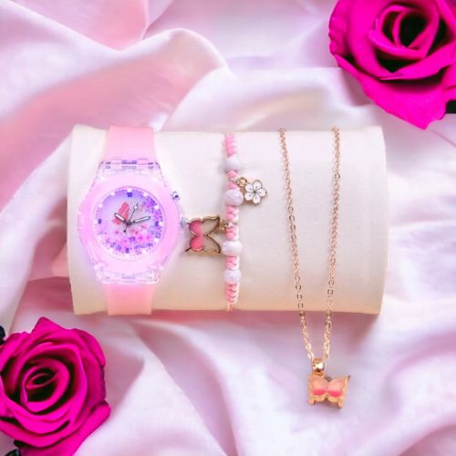 Butterfly jewellery set for girls with a watch
