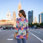 Vibrant Floral Ruched Sleeve Blazer - Image 4