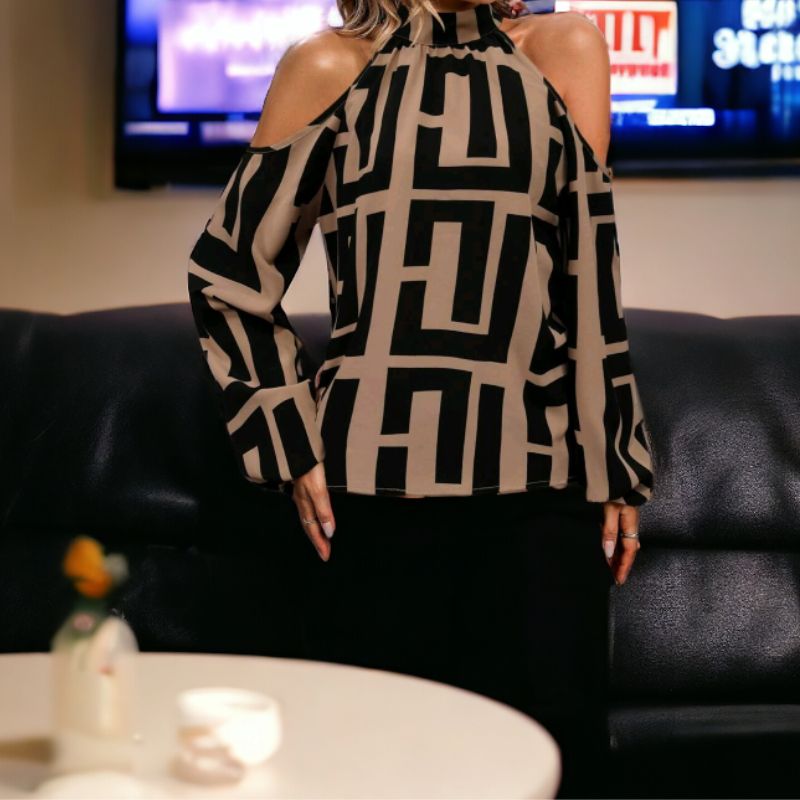 Untitled design Halter neck cold shoulder Blouse - Image 1