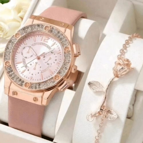 Women's Dusty pink Rose gold watch with rose bracelet