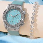Ladies' Aqua Blue Rhinestone watch with Bracelet