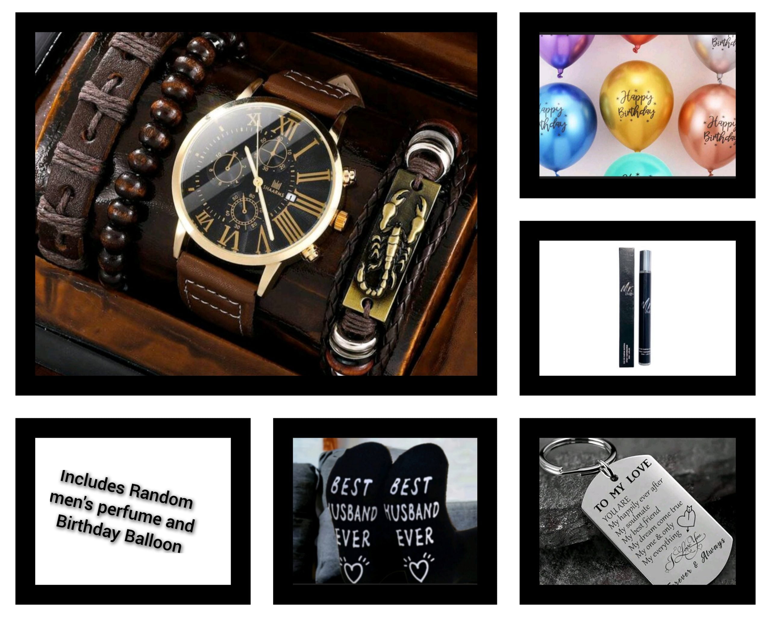 brown scorpion watch and balloon hamper