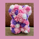 Glitter Rose Teddy-Multi Color Pink and Purple
