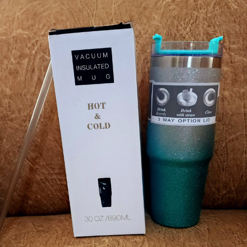 890ml Tumbler-Glitter Aqua Ombre