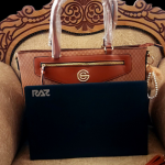 Big Classy Handbag with Rhinestone keychain-Tan (Travel/Laptop) - Image 2