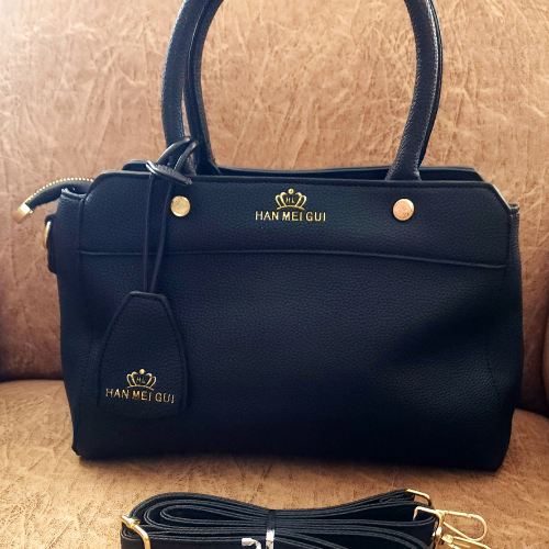 black han Synthetic Leather Bag-Black