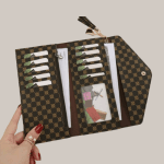 Wallet with heart keychain-Brown - Image 2