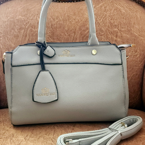 light grey han Synthetic Leather Bag-Light grey/blue