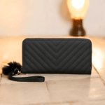 Wallet with outside zip-Black