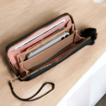 Wallet with outside zip-Black