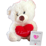 Valentine Teddy with pocket hug-White