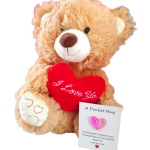 Valentine Teddy with pocket hug-Brown