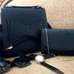 Handbag combo with watch-Black
