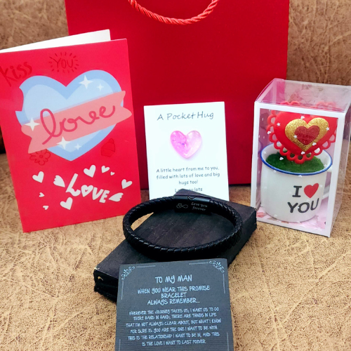 Men's Valentine combo- Love bracelet and accessories