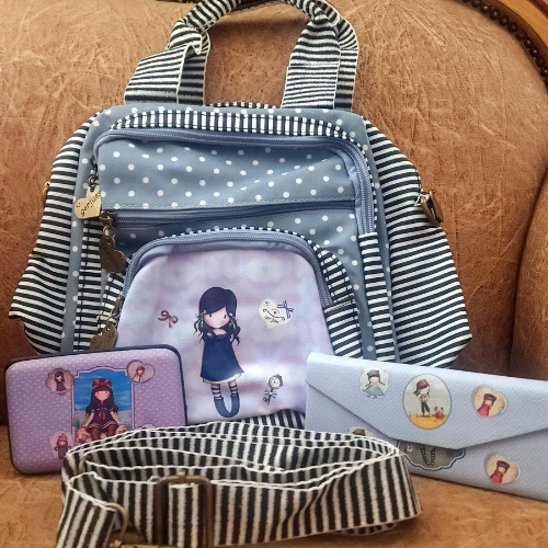 Three in one Handbag backpack combo-Light purple and pink