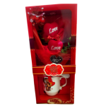 Valentine box E-Cup with bouquet of red flowers