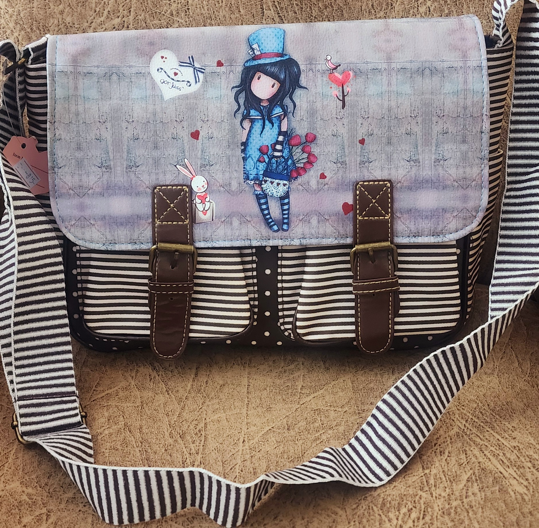 20250211_150509 Stripe Handbag-Light Grey and Green - Image 1