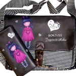Stripe Handbag Combo Type 2-Dark Grey/Brown