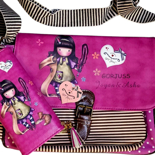 vibrant pink stripe c Stripe Handbag Combo Type 2-Vibrant pink - Image 1