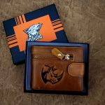 Rugged Genuine Leather men's wallet-Rhino head