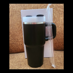 Mini Tumbler 400ml-Black (Includes free straw topper and handle accessory)