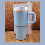 Mini Tumbler 400ml- Blue (Includes free straw topper and handle accessory)