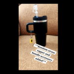 Mini Tumbler 400ml-Black (Includes free straw topper and handle accessory) - Image 2