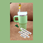 Mini Tumbler 400ml- Green (Includes free straw topper and handle accessory) - Image 3