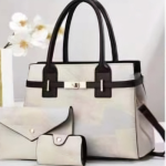 Collage pattern Handbag-Cream white