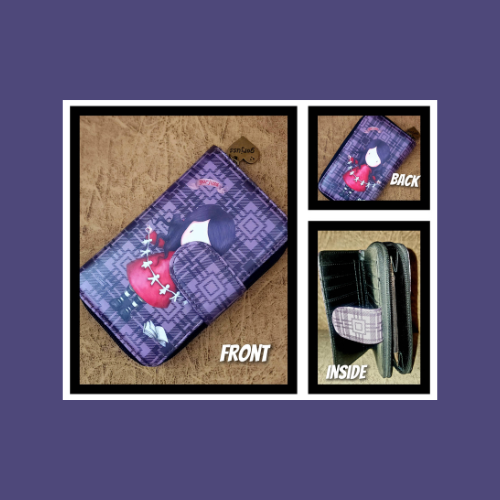 Zipper Vibrant printed wallet-Dark Purple