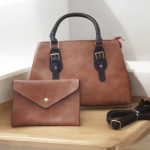 Synthetic Leather Bag Combo-Off Pink