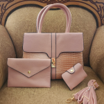 Synthetic Leather Bag Combo-3 Piece Pink - Image 2