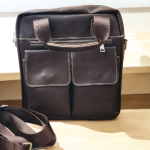 Genuine rugged leather bag-Dark matt brown