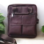 Genuine rugged leather bag-Maroon brown