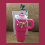 Stitch Combo 400ml Mini Tumbler and Charm Bracelet- Neon Pink