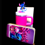 Stitch Combo 400ml Mini Tumbler and Wallet- Neon Pink