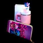 Stitch Combo 400ml Mini Tumbler and Wallet- Pink