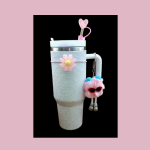 1200ml Sparkling Studded Tumbler-White/Cream with accessory kit