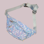 Moon bag Sequin-Baby Blue Double Zip