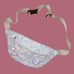 Moon bag Sequin-White Double Zip