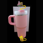 SpongeBob Combo 400ml Mini Tumbler with two straw toppers- Pink
