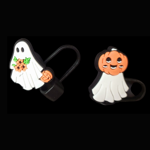 topper cartoon ghost c Straw topper-Cartoon Ghost