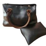 Synthetic Leather Bag K with Rhinestone Keychain-Black - Image 5
