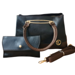 Synthetic Leather Bag K with Rhinestone Keychain-Black - Image 6