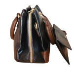 Synthetic Leather Bag K with Rhinestone Keychain-Black - Image 9